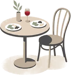 A bistro table set for two